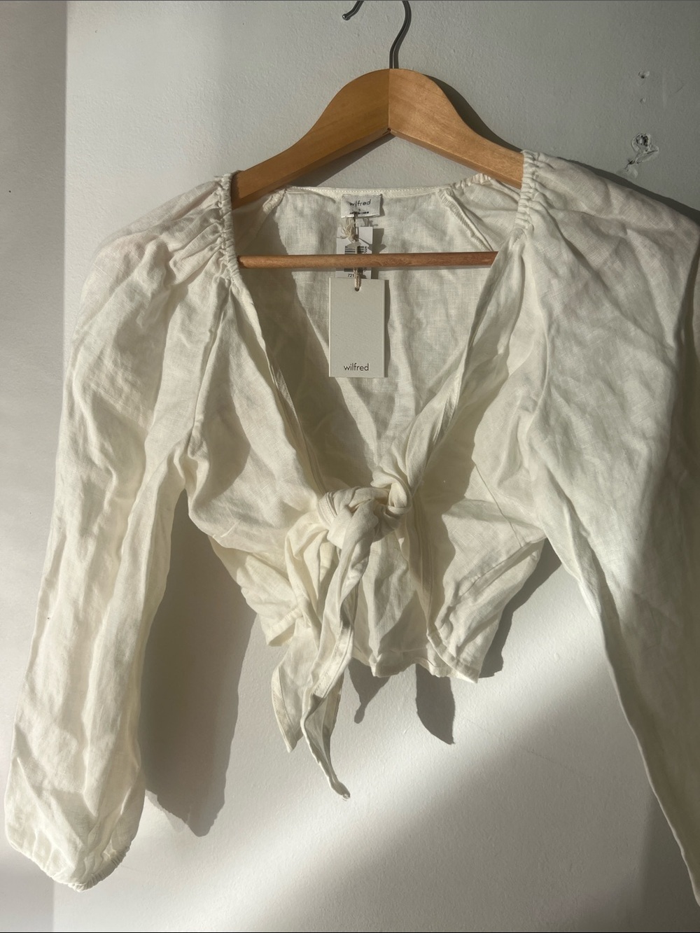 Women's White Tie-Front Blouse - Picture 7 of 9